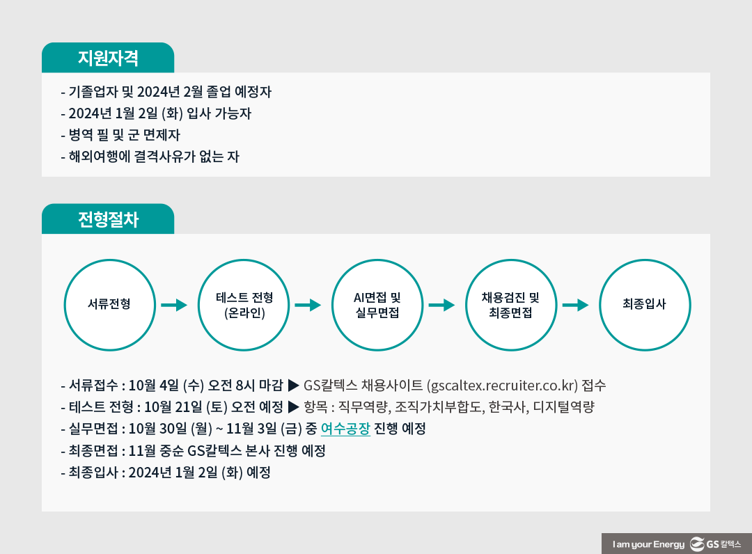 GS칼텍스의 지속 가능한 미래를 선도해나갈 인재를 찾습니다 - 2023년 하반기 채용 시작